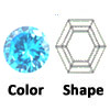 lab created dark aquamarine hexagon
