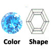 lab created deep aquamarine hexagon